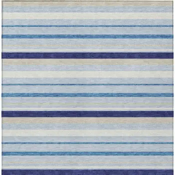 3' X 5' Blue Purple And Gray Striped Washable Indoor Outdoor Area Rug