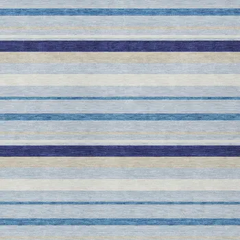 3' X 5' Blue Purple And Gray Striped Washable Indoor Outdoor Area Rug