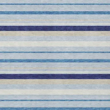 8' X 10' Blue Purple And Gray Striped Washable Indoor Outdoor Area Rug