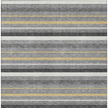 5' X 8' Gray Brown And Ivory Striped Washable Indoor Outdoor Area Rug