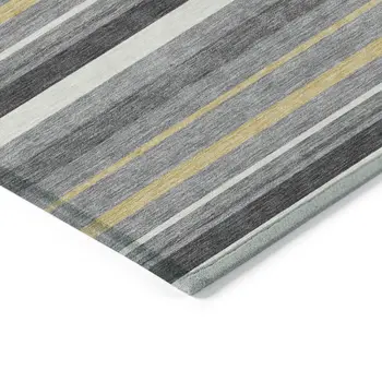 5' X 8' Gray Brown And Ivory Striped Washable Indoor Outdoor Area Rug