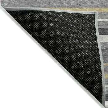 8' X 10' Gray Brown And Ivory Striped Washable Indoor Outdoor Area Rug