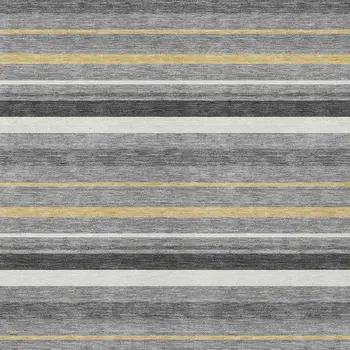 8' X 10' Gray Brown And Ivory Striped Washable Indoor Outdoor Area Rug