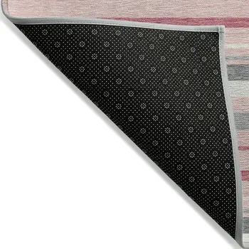 3' X 5' Pink And Gray Striped Washable Indoor Outdoor Area Rug