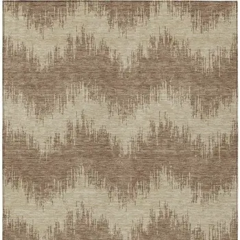 5' X 8' Brown And Beige Chevron Washable Indoor Outdoor Area Rug