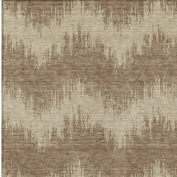 5' X 8' Brown And Beige Chevron Washable Indoor Outdoor Area Rug