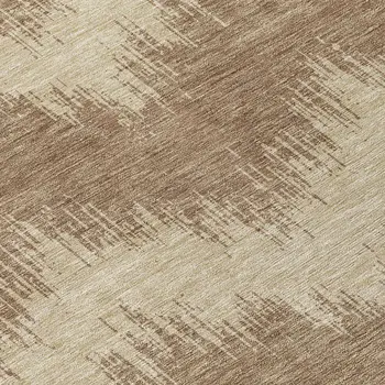 8' Brown And Beige Round Chevron Washable Indoor Outdoor Area Rug