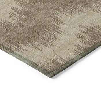 8' X 10' Brown And Beige Chevron Washable Indoor Outdoor Area Rug