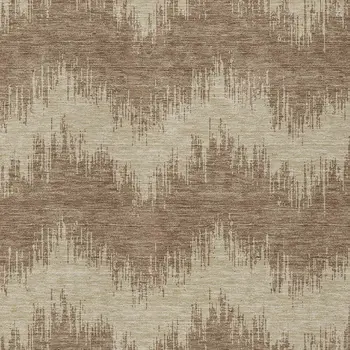 9' X 12' Brown And Beige Chevron Washable Indoor Outdoor Area Rug