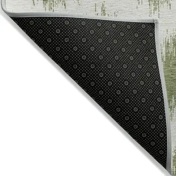 5' X 8' Green And Ivory Chevron Washable Indoor Outdoor Area Rug