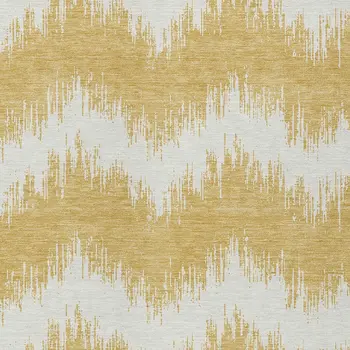 5' X 8' Gold And Ivory Chevron Washable Indoor Outdoor Area Rug