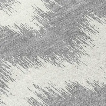 8' Gray And Ivory Round Chevron Washable Indoor Outdoor Area Rug