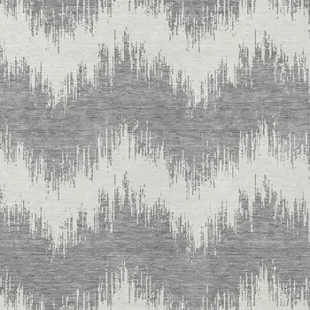 9' X 12' Gray And Ivory Chevron Washable Indoor Outdoor Area Rug