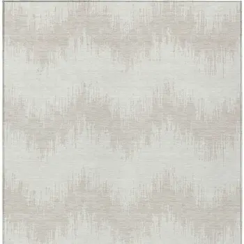 5' X 8' Ivory And Beige Chevron Washable Indoor Outdoor Area Rug