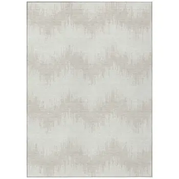 5' X 8' Ivory And Beige Chevron Washable Indoor Outdoor Area Rug