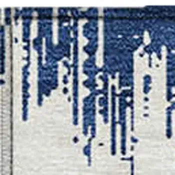 8' X 10' Navy Blue And Ivory Chevron Washable Indoor Outdoor Area Rug