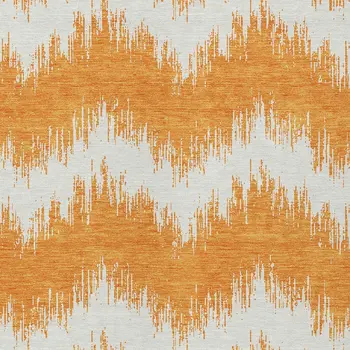 5' X 8' Orange And Ivory Chevron Washable Indoor Outdoor Area Rug