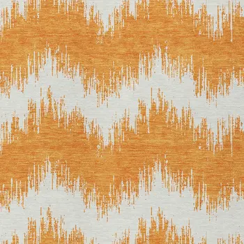 8' X 10' Orange And Ivory Chevron Washable Indoor Outdoor Area Rug
