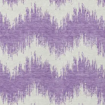 8' X 10' Purple And Ivory Chevron Washable Indoor Outdoor Area Rug