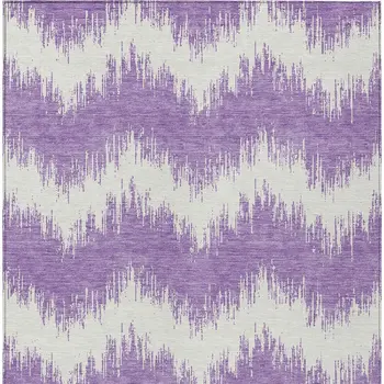 9' X 12' Purple And Ivory Chevron Washable Indoor Outdoor Area Rug