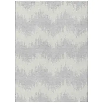 3' X 5' Silver And Gray Chevron Washable Indoor Outdoor Area Rug