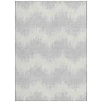 3' X 5' Silver And Gray Chevron Washable Indoor Outdoor Area Rug