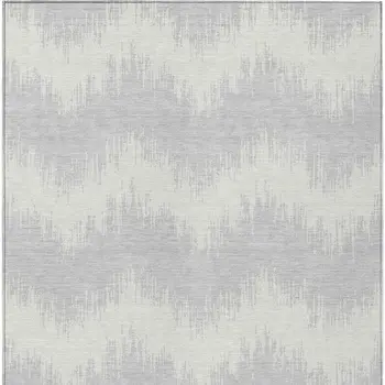 8' X 10' Silver And Gray Chevron Washable Indoor Outdoor Area Rug