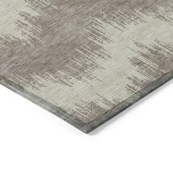 3' X 5' Taupe And Ivory Chevron Washable Indoor Outdoor Area Rug