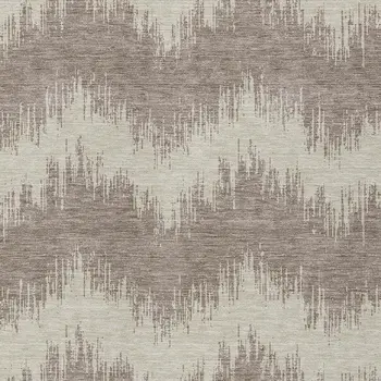 3' X 5' Taupe And Ivory Chevron Washable Indoor Outdoor Area Rug