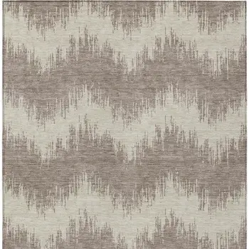 5' X 8' Taupe And Ivory Chevron Washable Indoor Outdoor Area Rug