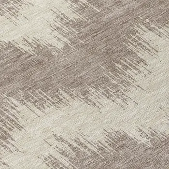 8' Taupe And Ivory Round Chevron Washable Indoor Outdoor Area Rug