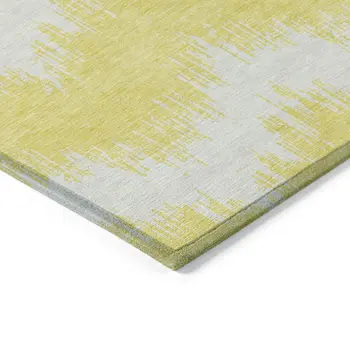 5' X 8' Yellow And Gray Chevron Washable Indoor Outdoor Area Rug