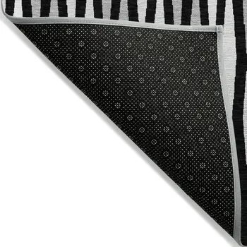 3' X 5' Black Ivory And Gray Geometric Washable Indoor Outdoor Area Rug