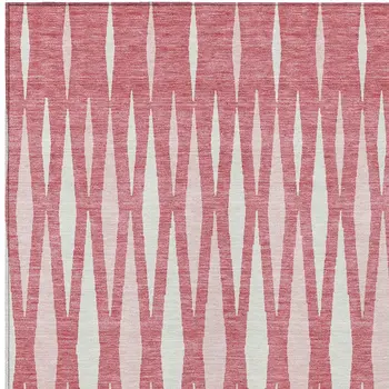 3' X 5' Blush And Ivory Geometric Washable Indoor Outdoor Area Rug