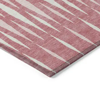 9' X 12' Blush And Ivory Geometric Washable Indoor Outdoor Area Rug