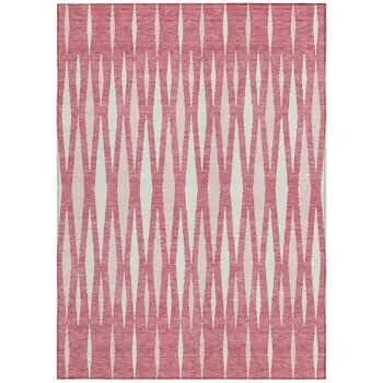 10' X 14' Blush And Ivory Geometric Washable Indoor Outdoor Area Rug