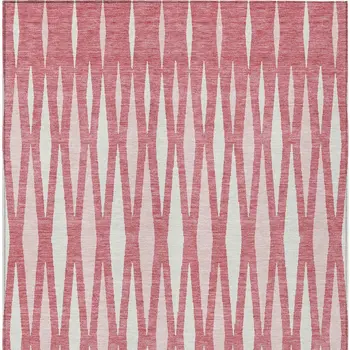 10' X 14' Blush And Ivory Geometric Washable Indoor Outdoor Area Rug