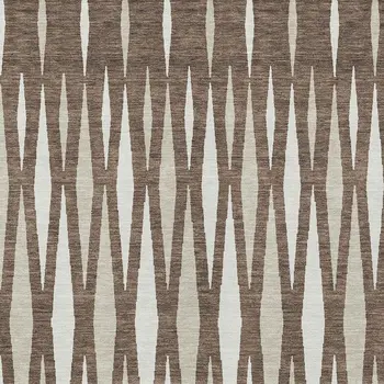 3' X 5' Brown And Ivory Geometric Washable Indoor Outdoor Area Rug