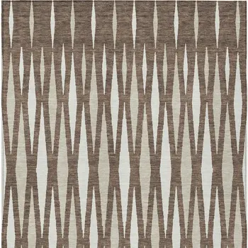 8' X 10' Brown And Ivory Geometric Washable Indoor Outdoor Area Rug