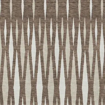 8' X 10' Brown And Ivory Geometric Washable Indoor Outdoor Area Rug