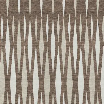 9' X 12' Brown And Ivory Geometric Washable Indoor Outdoor Area Rug