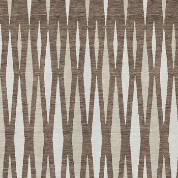 10' X 14' Brown And Ivory Geometric Washable Indoor Outdoor Area Rug