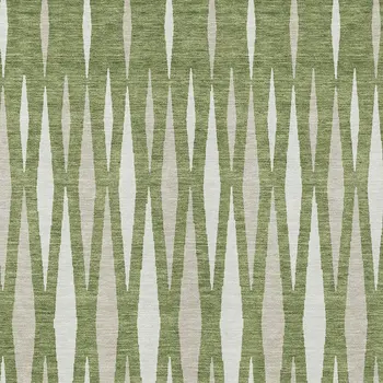 3' X 5' Green And Ivory Geometric Washable Indoor Outdoor Area Rug