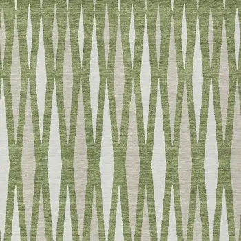 9' X 12' Green And Ivory Geometric Washable Indoor Outdoor Area Rug