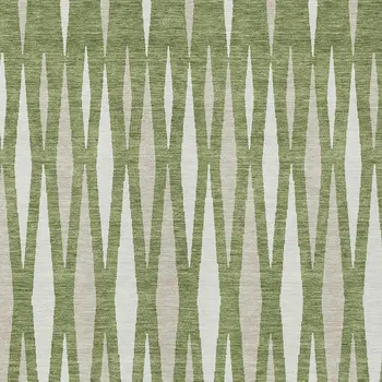 10' X 14' Green And Ivory Geometric Washable Indoor Outdoor Area Rug