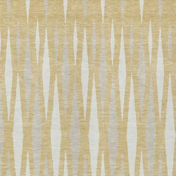 3' X 5' Gold Gray And Ivory Geometric Washable Indoor Outdoor Area Rug