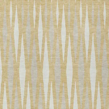 5' X 8' Gold Gray And Ivory Geometric Washable Indoor Outdoor Area Rug