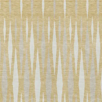 10' X 14' Gold Gray And Ivory Geometric Washable Indoor Outdoor Area Rug