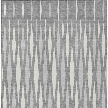 3' X 5' Gray And Ivory Geometric Washable Indoor Outdoor Area Rug