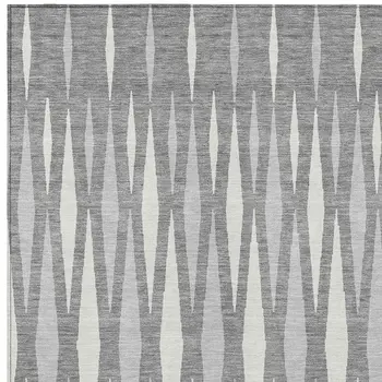 8' X 10' Gray And Ivory Geometric Washable Indoor Outdoor Area Rug